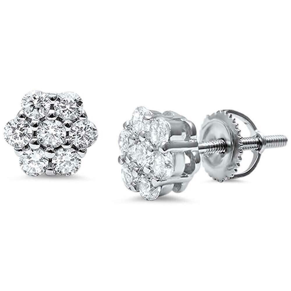 925 Sterling Silver 8mm CZ Flower Cluster Stud Earrings Men Women